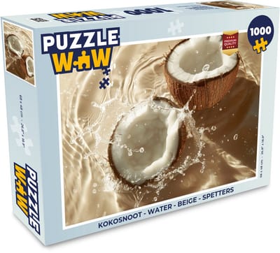 Puzzel Kokosnoot - Water - Beige - Spetters - Legpuzzel - Puzzel 1000 stukjes volwassenen