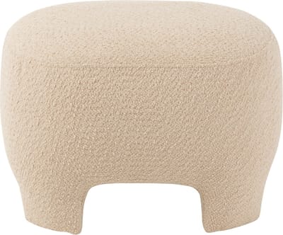 J-Line poef Gebreid - textiel/hout - wit