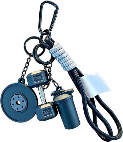 Fitness Hanger - Sport Accessoire - Sleutels Organiseren - Mini Dumbbell Design - 14 cm - Zwart