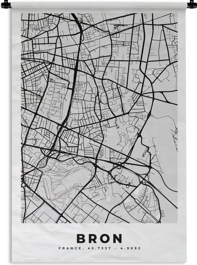 Wandkleed - Wanddoek - Frankrijk – Plattegrond – Kaart – Bron – Stadskaart - 120x180 cm - Wandtapijt