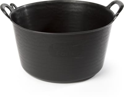 Plasticforte flexibele emmer/kuip - zwart - kunststof - rond - 26 liter - 49 x 44 x 22 cm - wasmanden - tuinafval - speelgoed