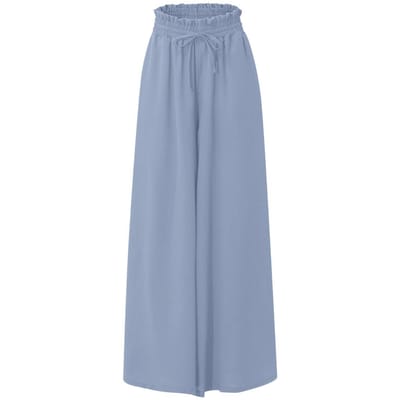 Dames Zomer Elastische Taille Hoge Taille Wijde Pijp Lange Rok Broek L blauw