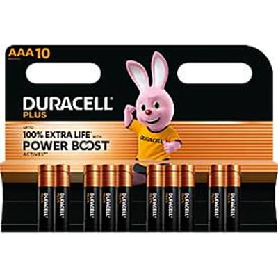 Duracell Plus Extra Life batterijen, Micro AAA, voltage 1,5 V, 10 stuks