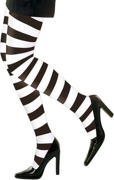 panty neon zwart-wit gestreept