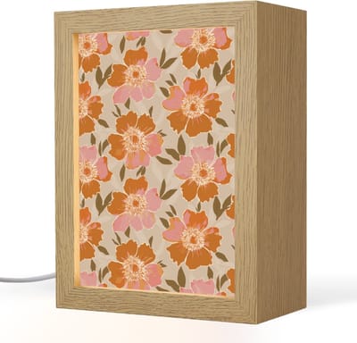 Tafellamp 15x20 cm - LED lamp - Bloemen - Motief - Retro - Decoratieve tafellampen - Dimbaar - Tafellampje slaapkamer - Woonkamer binnen