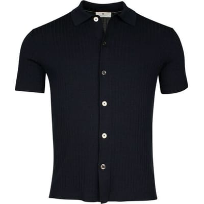 Thomas Maine Vest Button Cardigan Shirt Half Milano Knit Rib On Face Navy / male