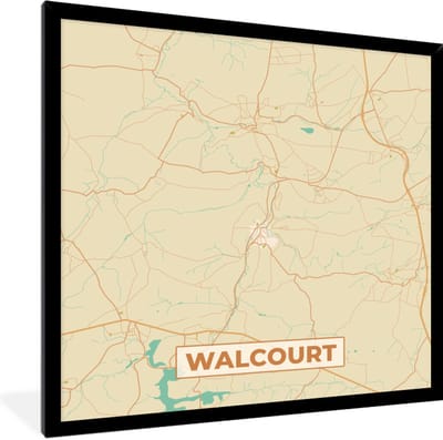 Fotolijst incl. Poster - Walcourt - Plattegrond - Stadskaart - Kaart - België - 40x40 cm - Posterlijst