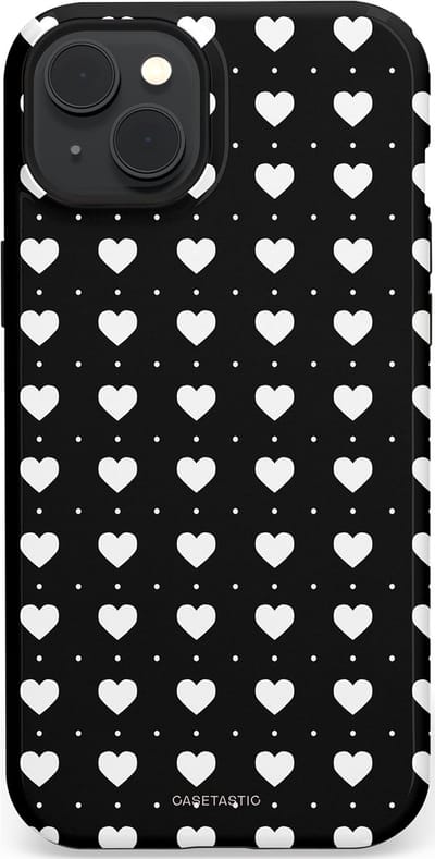 Casetastic Hoesje Geschikt voor Apple iPhone 15 Plus Magsafe - Stijlvolle Beschermende Duo-layer Case - Stipjes en Hartjes