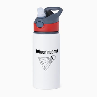 Hacebo® - badminton shuttle met eigen naam waterfles met rietje rood - Badminton - badmintonner - sport - verjaardag cadeau - kado - geschenk - water fles - 650ML