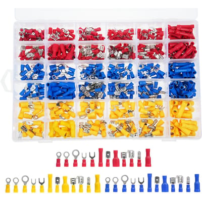 840PCS koudedrukterminalset elektrische draadconnectoren, geïsoleerde draadkrimpterminals, gemengd 540Pcs veelkleurig