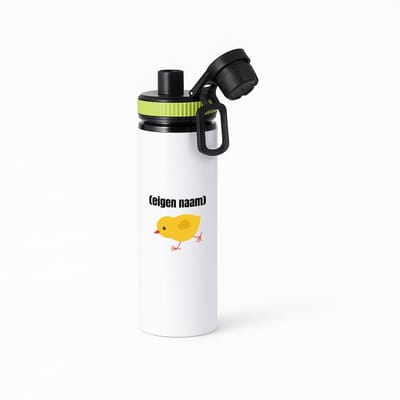 Hacebo® - kuiken met eigen naam waterfles met draaidop groen - Kuiken - kuiken liefhebbers - iemand die houdt van kuikens - verjaardag - cadeau - kado - water fles - 850ML