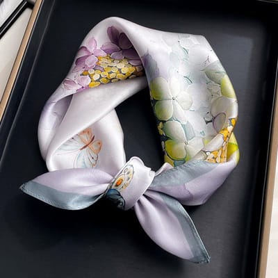 Natuurlijke Zijde Sjaal Dames Nek Vierkant Hoofdband Sjaals Bandana Mode Hijab Poncho Sjaals Pashmina Vrouwelijke Foulard 53Cm Real Silk 53x53cm white