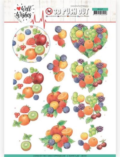 Fruits Well Wishes 3D Push-Out Sheet by Jeanine's Art