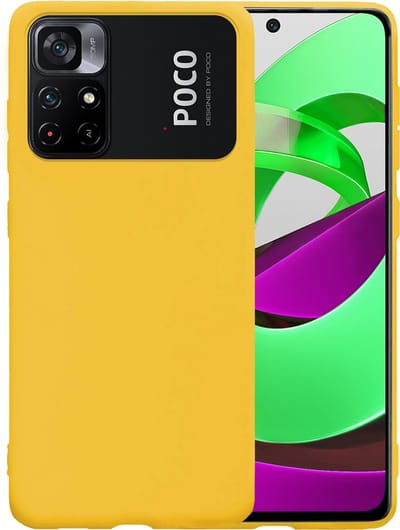 Hoesje - Geschikt voor Xiaomi Poco M4 Pro 5G - Sterk & Shockproof - Hoes Cover - Siliconen Case - Telefoonhoesjes - Geel