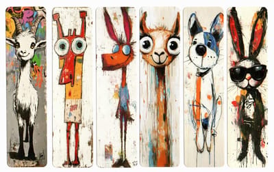 Boekenleggers 6x Dieren – Grappige Cartoon Bladwijzers – 15 x 4 cm – Dubbelzijdig – Voor Kinderen en Volwassenen