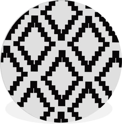 WallCircle - Wandcirkel 90x90 - Patronen - Blok - Zwart - Ronde schilderijen woonkamer - Wandbord rond - Muurdecoratie cirkel - Kamer decoratie binnen - Wanddecoratie muurcirkel - Woonaccessoires
