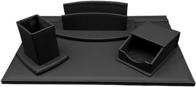 Bureau Accessoires Set - Kantoor Organizer - Werkplek Inrichten - Kunstlederen Afwerking - Zwart