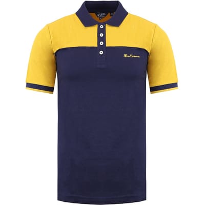 Ben Sherman Colour Block Heren Navy/Geel Poloshirt