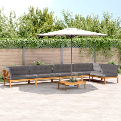 vidaXL - 6-delige - Loungeset - pallet - met - kussens - massief - acaciahout