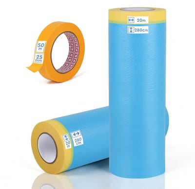 Dailygoods- Afdekfolie 150 cm x 25 m - Noppenfolie - Plakband 25 mm x 50 m - Afdekfolie met tape - Beschermfolie - Schilderen