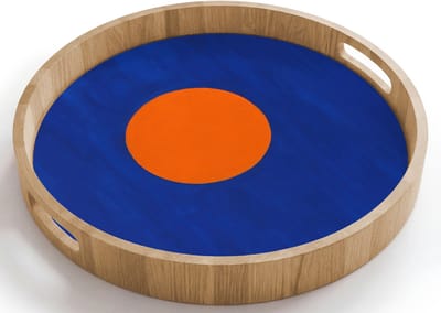 Dienblad rond 40x40 cm - Schootdienblad hout - Vorm - Rond - Minimalistisch - Blauw - Borrelplank rechthoek - Plateau houten dienbladen