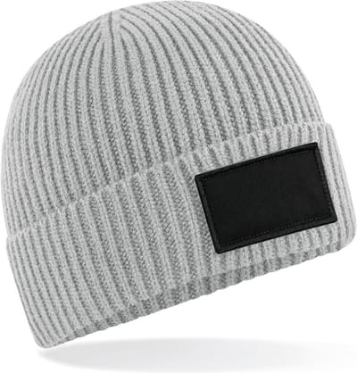 Beechfield Trendy muts met patch B442R - Light Grey / Black - One size