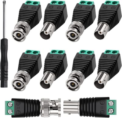 BNC Video Connectoren - Coax Adapters - Camera Beveiliging - Schroefdraad Aansluiting - 5 Paar Set - Zilver Groen Zwart