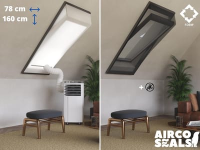 Raamafdichtingskit Mobiele Airco - Met Hor – 78 x 160 cm Velux MK10 | Fakro/Optilight 13 - Dakraam - Airco Slang Afsluiten – Velux Tuimelvenster Oplossing - Dakraam Afdichting