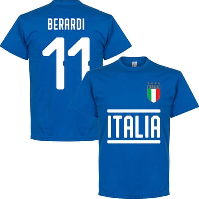 Italië Berardi 11 Team T-Shirt - Blauw - S