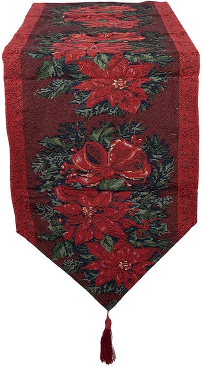 Clayre & Eef Tafelloper Kerst 33x180 cm Rood Polyester