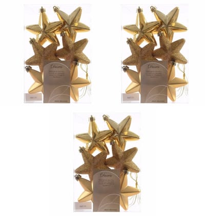 Decoris kersthanger sterren - 18x st - goud - 7 cm - kunststof - kerstornamenten - kerstversiering