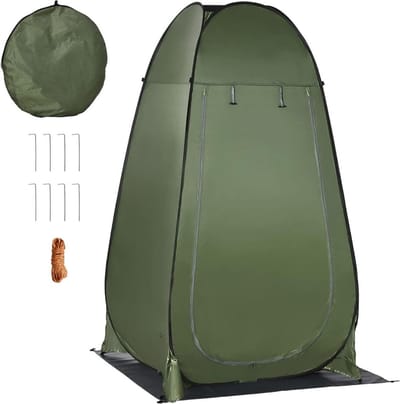 Douchetent - Camping Douche Tent – Omkleedtent Met Ritsbare Sluiting – Toilettent – WC Tent Inclusief Opbergzak – Omkleedscherm – Pop Up Tent Waterdicht – Voor Camperen, Strand En Reizen - 126 x 124 x 189 cm - Groen