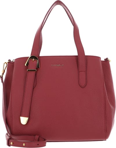 COCCINELLE Leren Handtas Schoudertas Coccinelle Gleen Handbag Grained Leather Pot Lichtrood