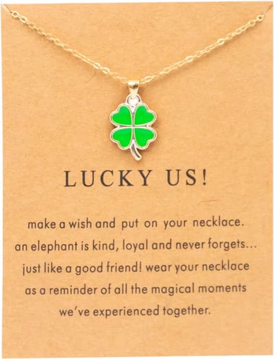 Gouden Ketting voor Dames met Klaver Hanger – Elegante Goudkleurige Gelukshanger, Fashion Sieraad voor Vrouwen en Meisjes - Groen