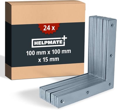 Platte hoeken - Verbindingsstukken - Houtverbindingen maken - Uitstekende corrosiebescherming - 100x100x15mm - Zilver