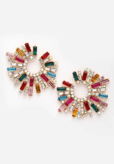 AVANT-GARDE PARIS Multicolored Sunshine Crystals Oorbellen - Multi - Goudkleurig Metaal - Kristallen - Groot Formaat - Voor Vrouwen