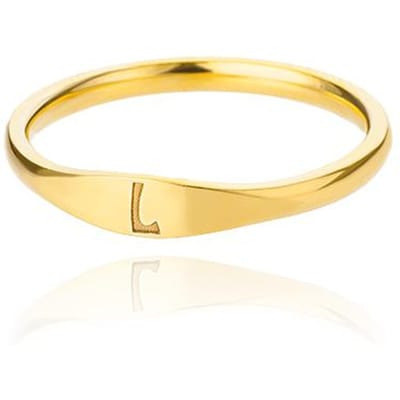 Kleine Ringetjes met Initialen Voor Vrouwen Mode A-Z Letter Vinger Roestvrij Staal Ring Esthetische Bruiloft Sieraden Cadeau Bijoux Femme 7&Gold Color beige