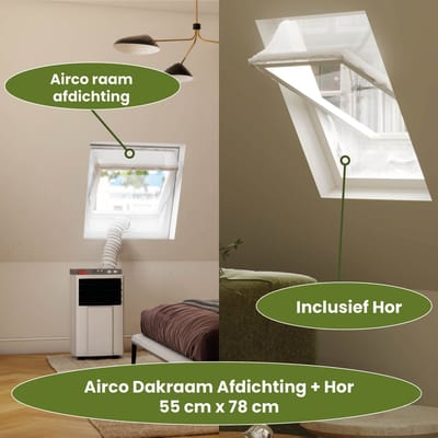Airco Dakraam Afdichting met Hor - 55 x 78 cm – Geschikt voor Inbouw Velux: CK02 (GGL 102, c02) | Fakro, Optilight: Maatcode 01 | Luxtra: C2A - Slang Afsluiten - Afdichting Raamafdichtingskit