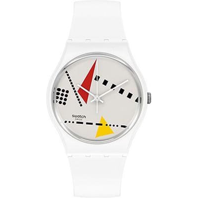 Swatch Quartz Uurwerk Klassieke Retro Trend Unisex Horloge 34 Mm Wit Wijzerplaat Biokeramische Kast Bio-Gebaseerd Materiaal Band Unisex horloges SO31W106 SO31W106 white