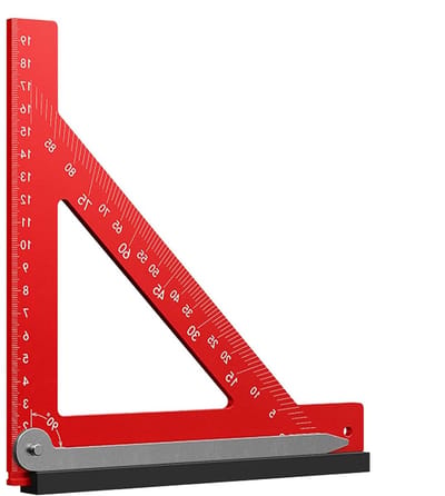 Bevestigingsliniaal Timmerman - Haakse Liniaal - Nauwkeurig Meten - Aluminium Constructie - 20 x 21 cm - Zilverkleurig