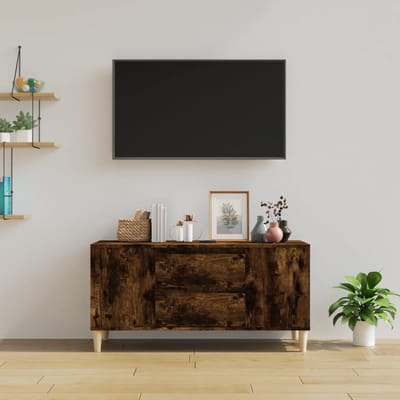 vidaXL - Tv-meubel - 102x44,5x50 - cm - bewerkt - hout - gerookt - eikenkleurig