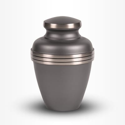 Messing Urn Groot 3,7 liter Grijs Zilverkleurig Horizontale lijnen - Urn voor Menselijke As - Crematie Urn voor As Volwassenen
