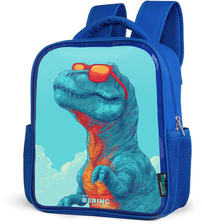 NoBoringSuitcases.com® - Rugzak blauw - Schooltas jongens - Dino met zonnebril - Kinder rugtas jongen - Boekentas kind - Kinderrugzak voor school - Schoolrugzak