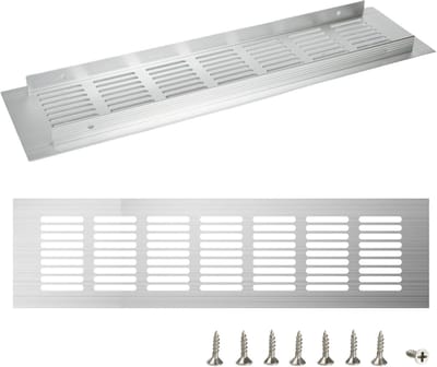 Ventilatierooster Aluminium - Afvoerrooster Rechthoekig - Ventilatie Kasten - Corrosiebestendig - 30 x 8 cm - Zwart