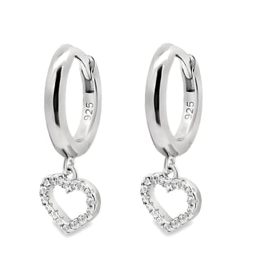 Juwelier Zwartevalk zilveren (gerhodineerd) oorbellen met hartjes - 22.344