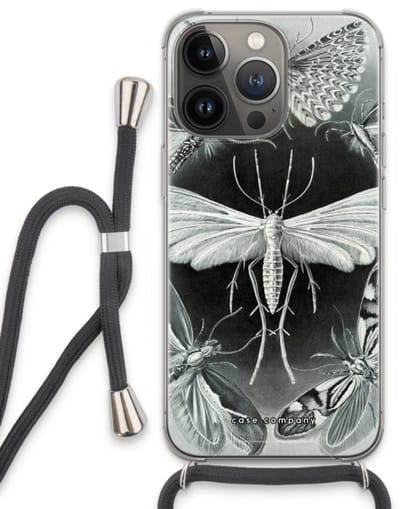 Case Company® - Hoesje met koord geschikt voor iPhone 13 Pro hoesje met Koord - Haeckel Tineida - Telefoonhoesje met Zwart Koord - Bescherming aan alle Kanten en Over de Schermrand
