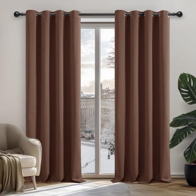 Unyqoos ® Stijlvolle Thermische Verduisteringsgordijnen met Oogjes voor Huis en Slaapkamer, 138x132 cm, Chocolade, Set van 2