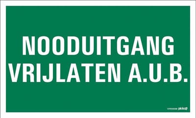 Pickup bord 33x20cm - Nooduitgang vrijlaten a.u.b.