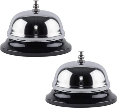 Daity Receptiebel 2 sets bureaubel - keukenbel - zilverkleurig metaal - 85*85*55mm hotelbel - restaurantreceptiebel