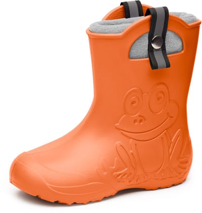 Ladeheid Kinder Regenlaarzen – Lichtgewicht Rubberen – Laarzen – Thermovoering – Meisjes – Jongens – Antislip – Regenlaarzen – Kinder – Oranje (151c) – 24/25 - LA-CA-Frog245